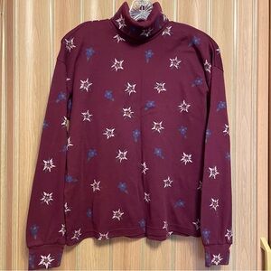 Kombi Burgundy Turtleneck with Floral Pattern